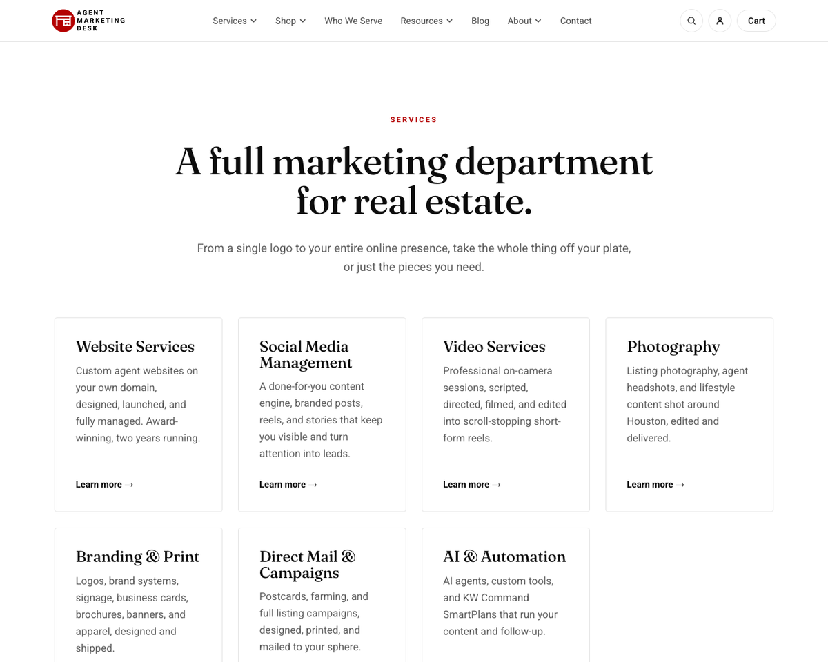 Agent Marketing Desk services overview