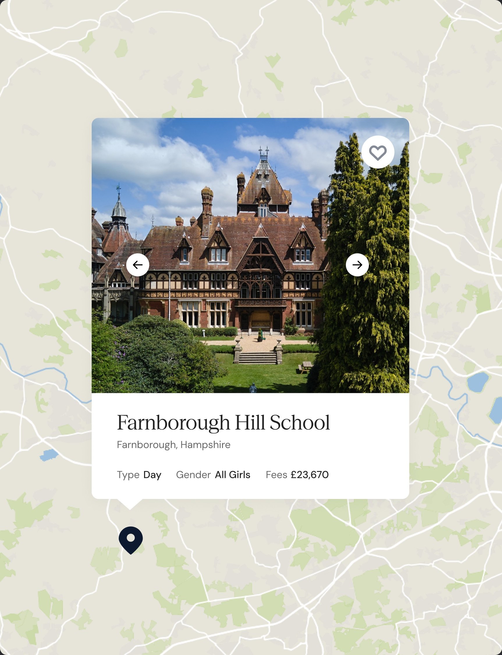 A school card on the My Top Schools map