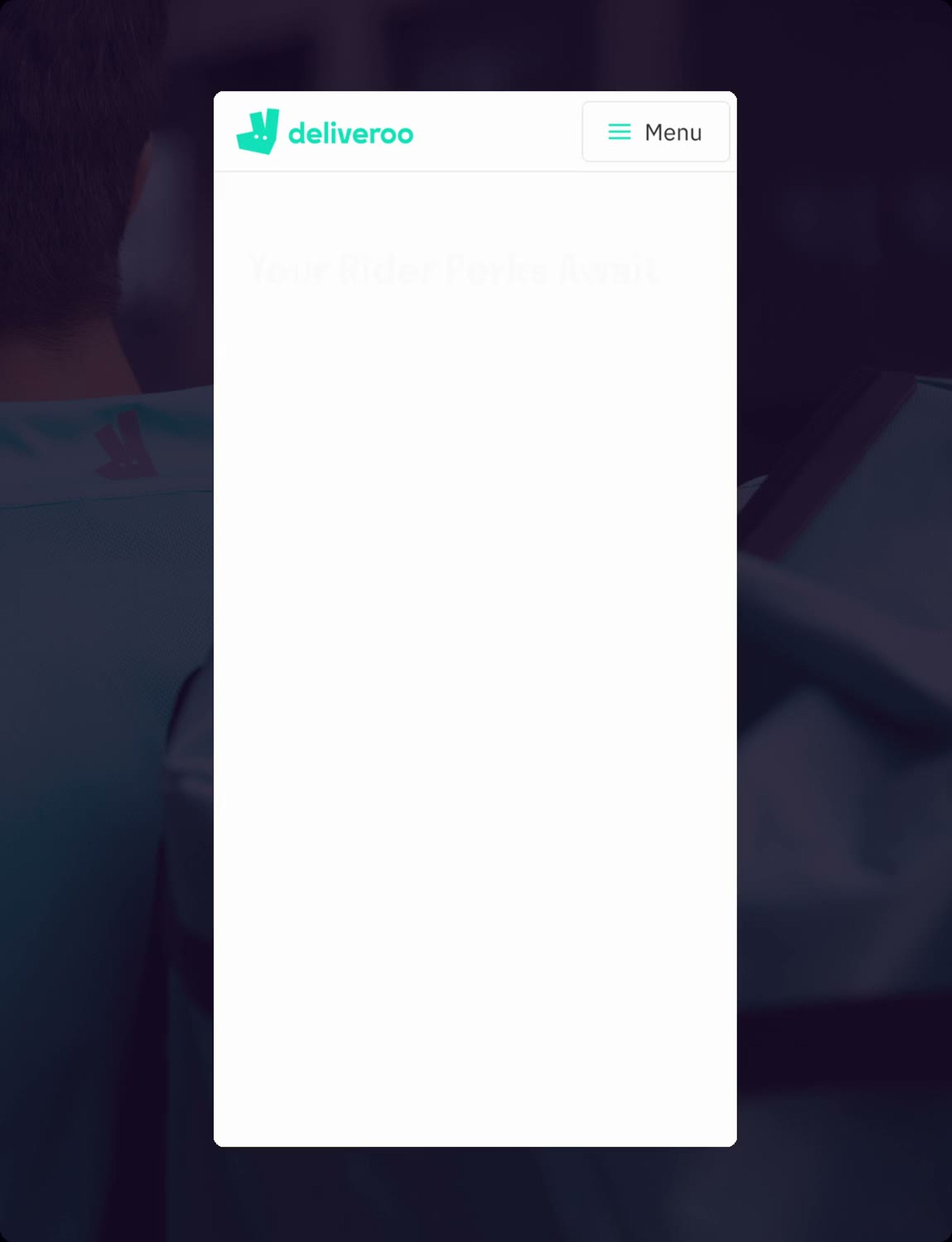 The Deliveroo rider perks site on a phone