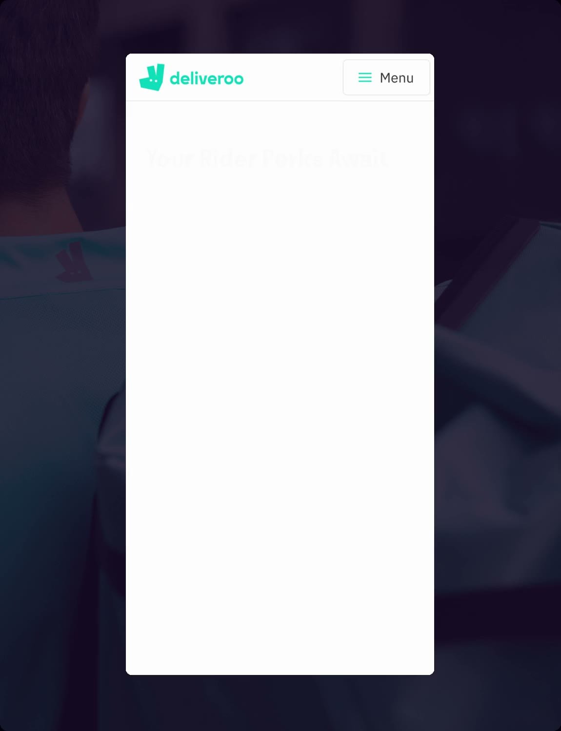 The Deliveroo rider perks site on a phone
