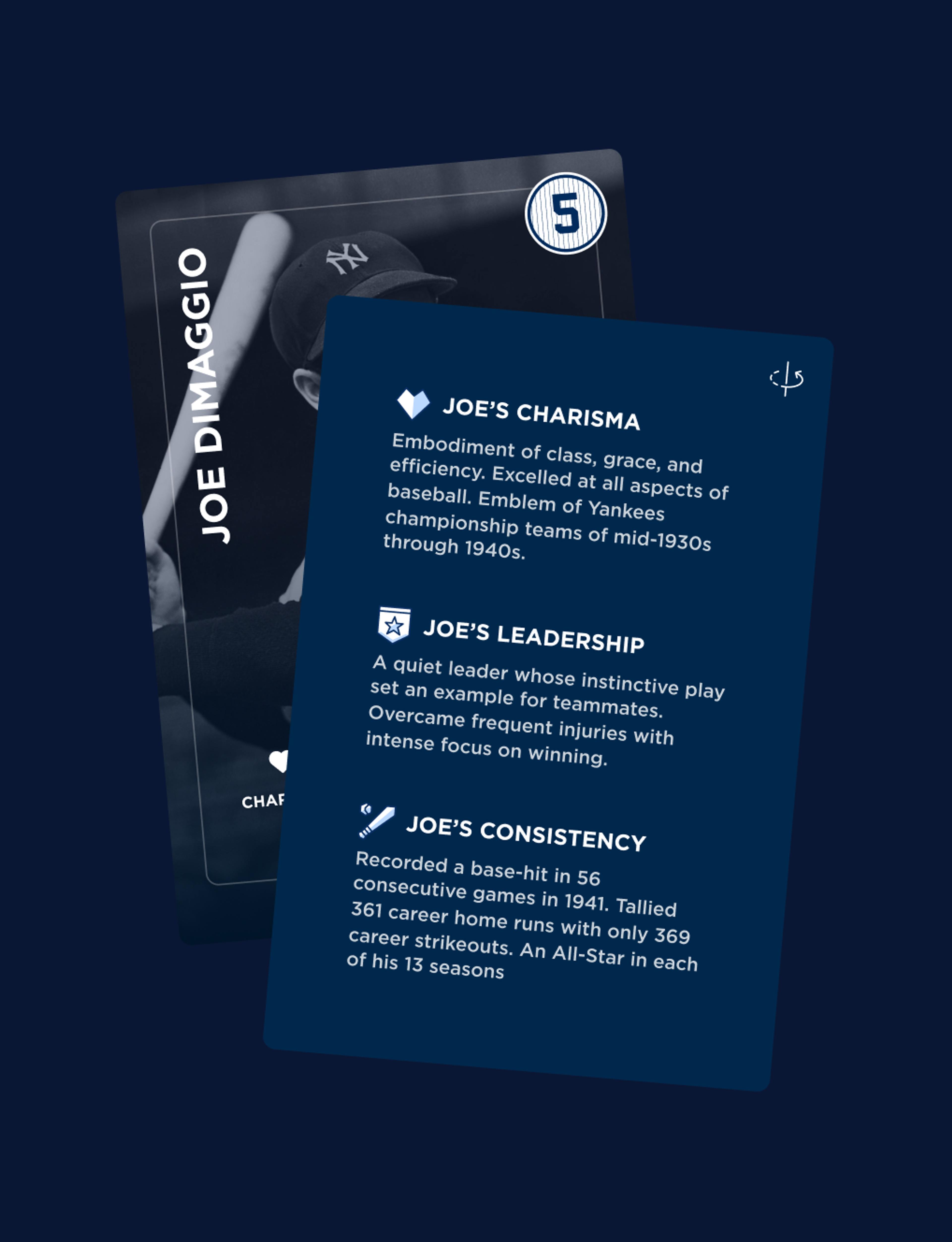 The back of a player card, showing his attributes