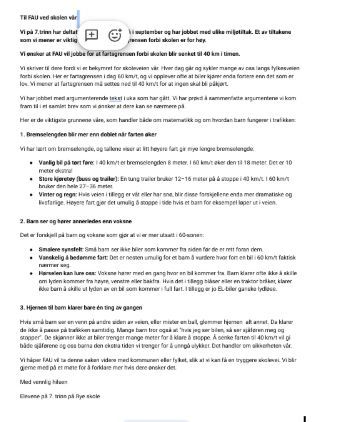 Innspill fra 7 Rye skole