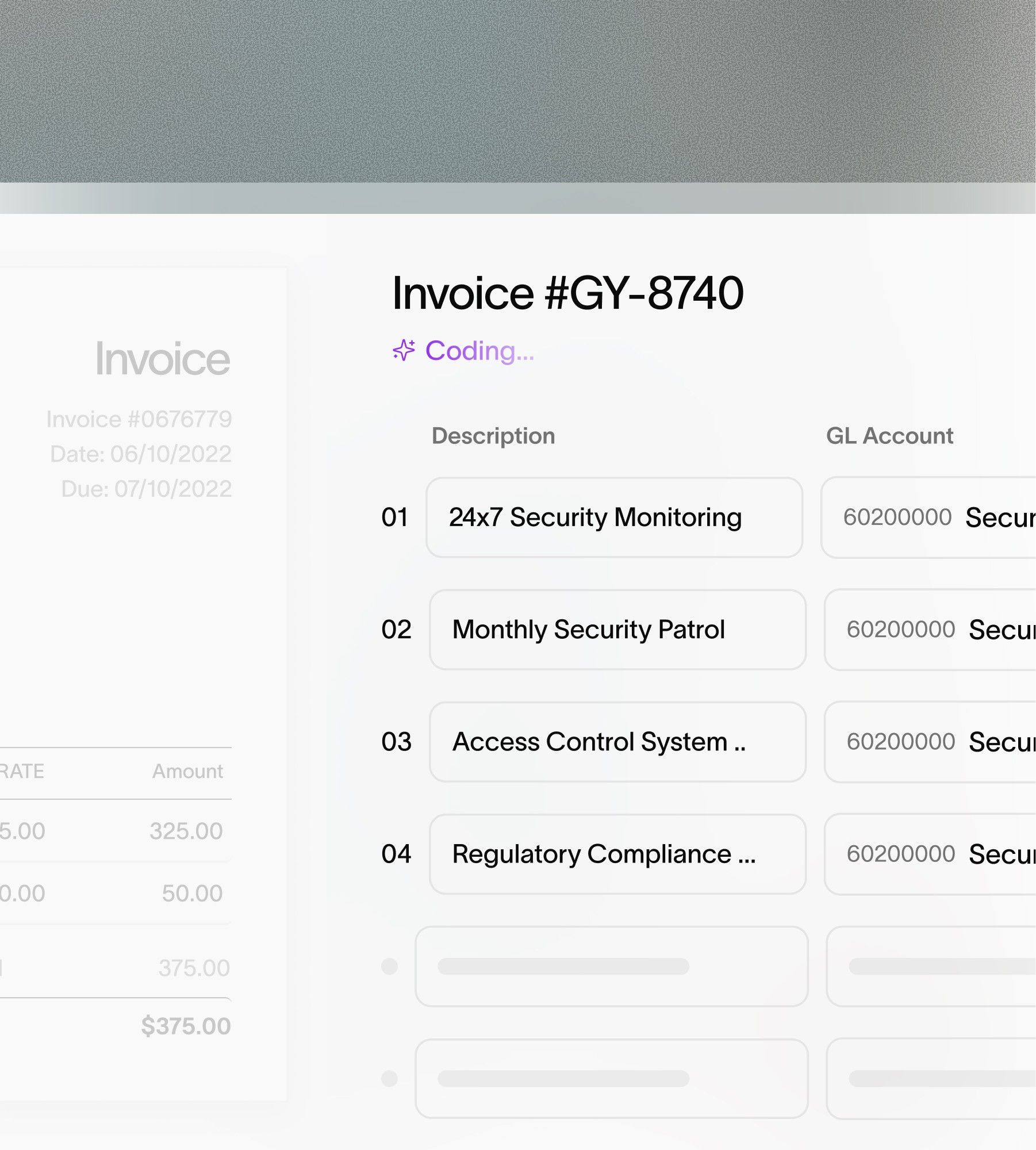 Invoice line items coded automatically