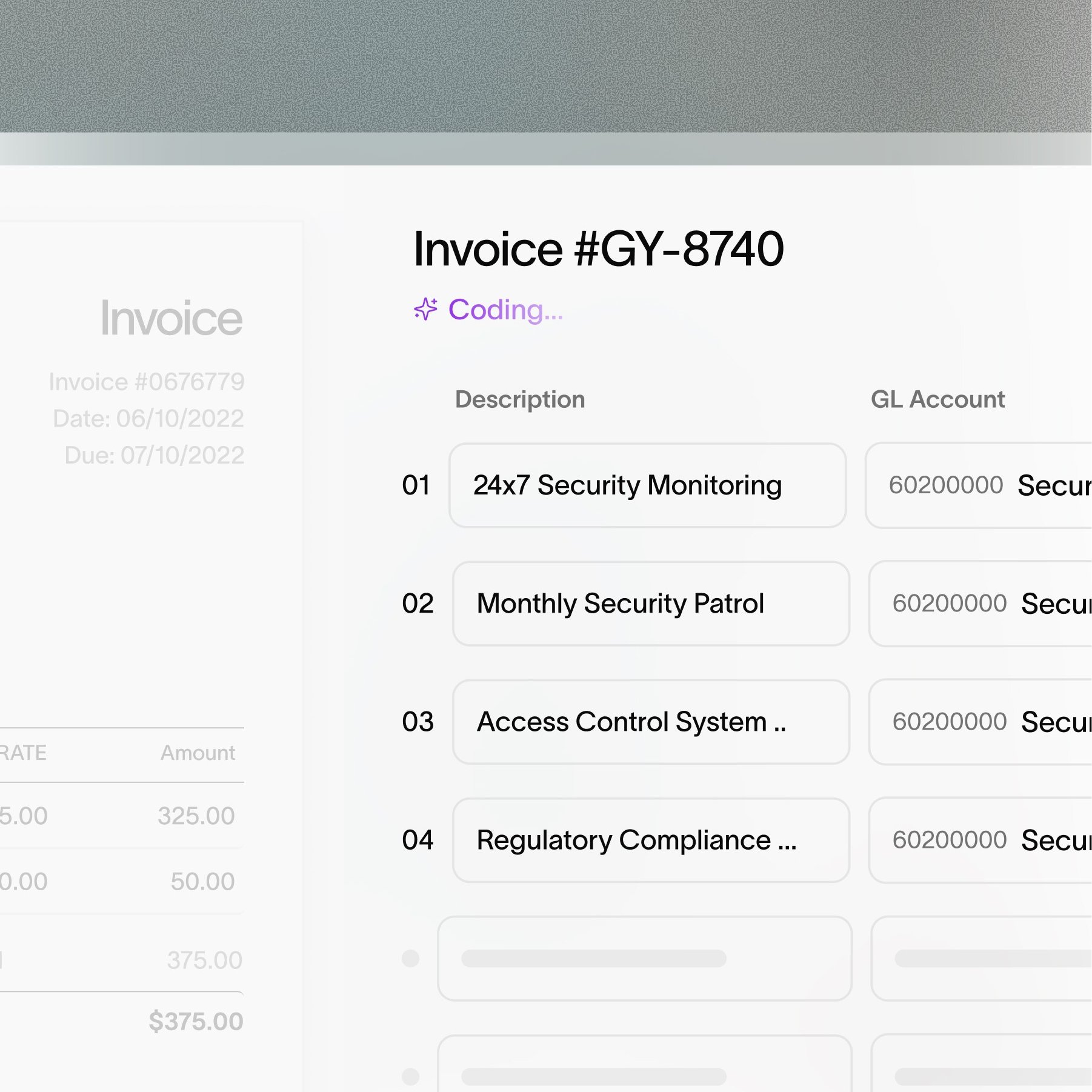 Invoice line items coded automatically