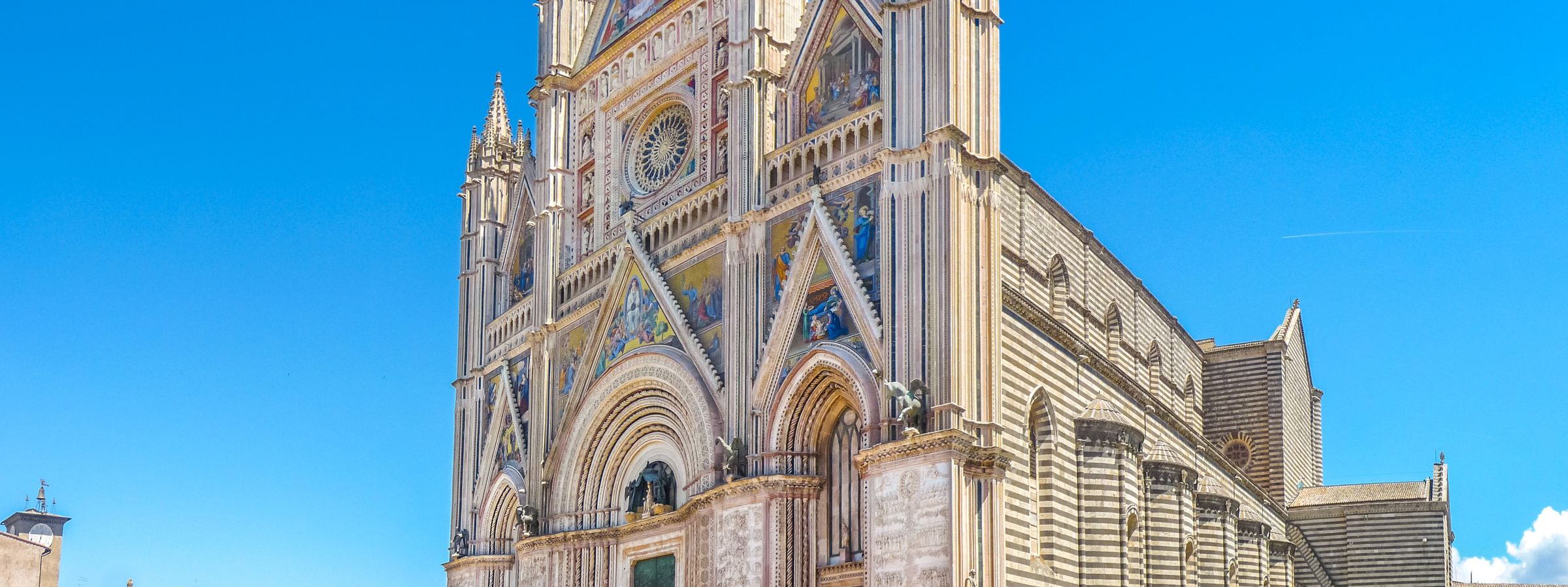 Orvieto cathedral rising above the town's rooftops, Umbria