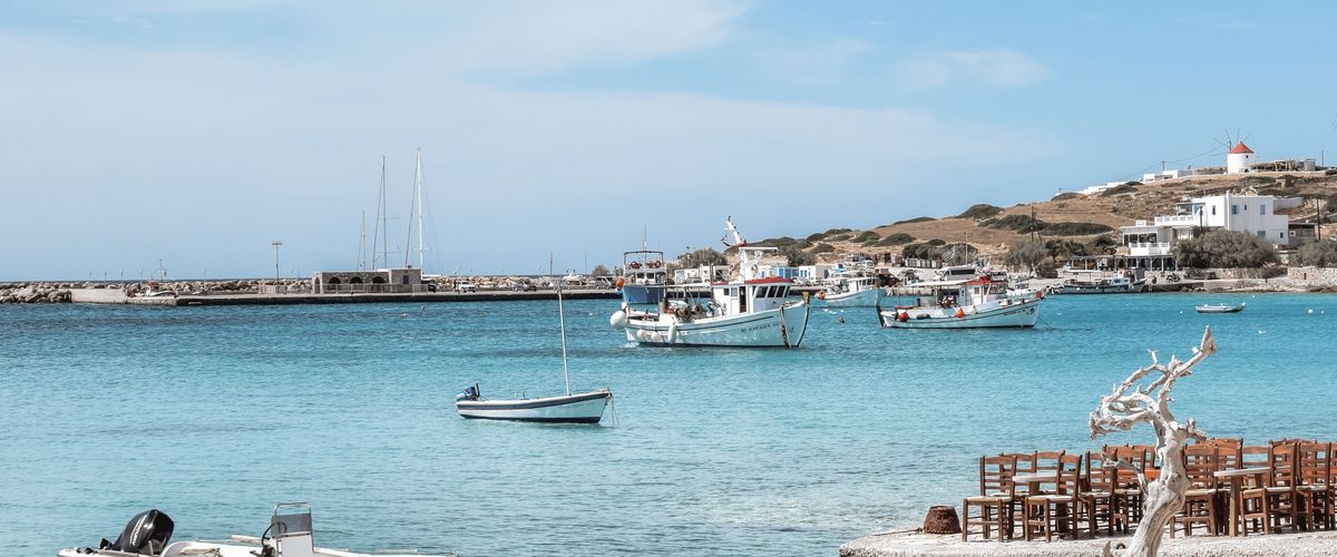 A small island harbour with boats