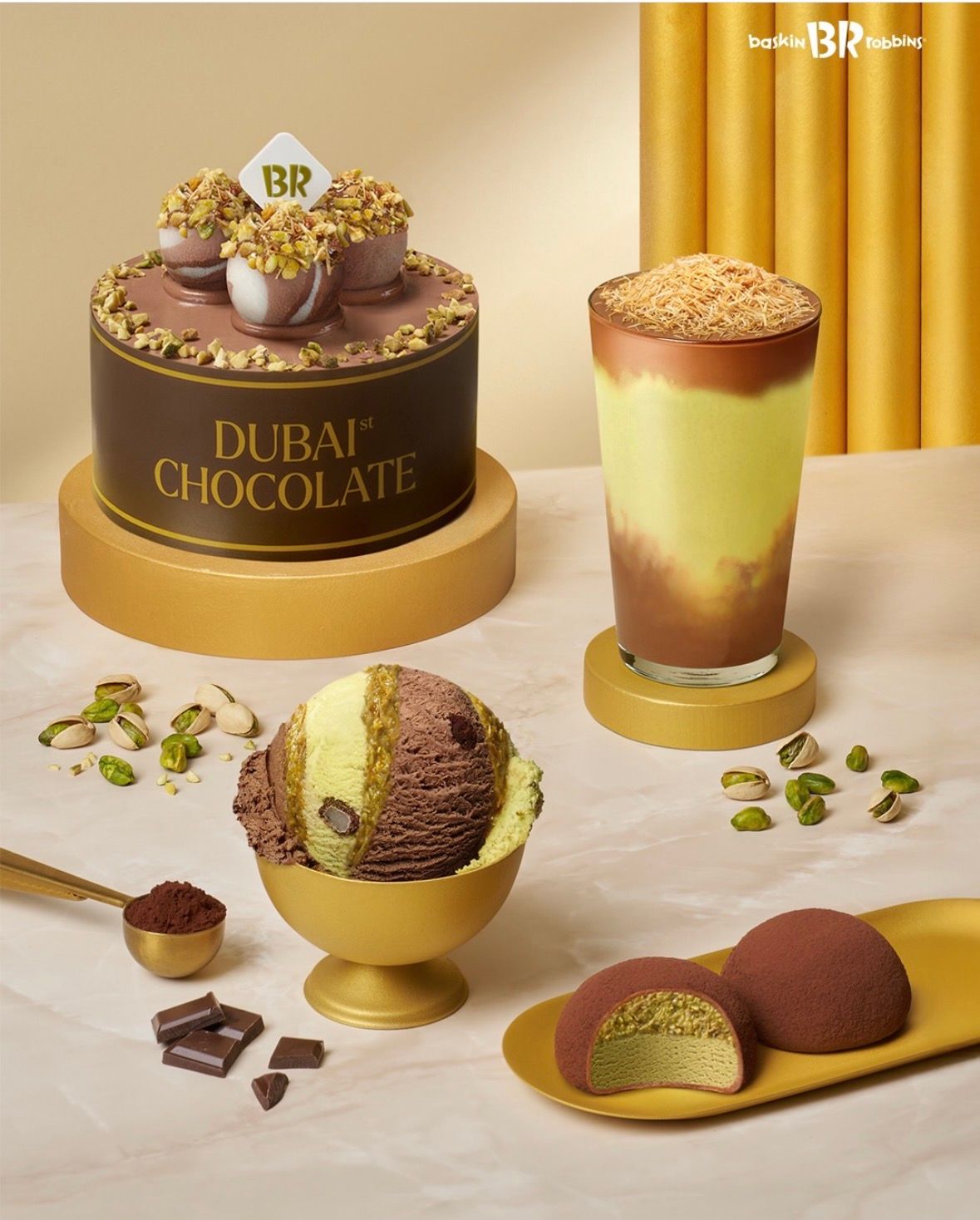 トレンドの「ドバイチョコ」がアイスに！韓国バスキンラビンスから新作シリーズが続々登場