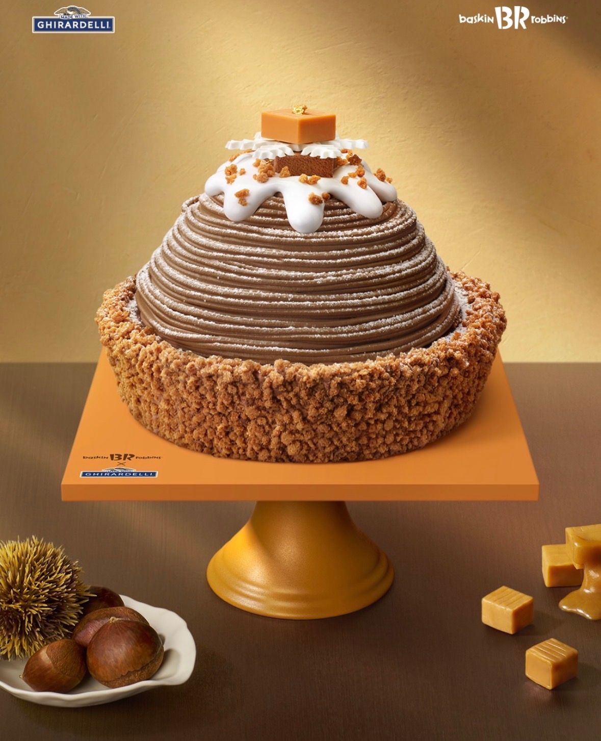 【韓国バスキンロビンス（サーティワン）】ギラデリ使用「チョコレート＆キャラメル モンブラン」冬限定ケーキが登場