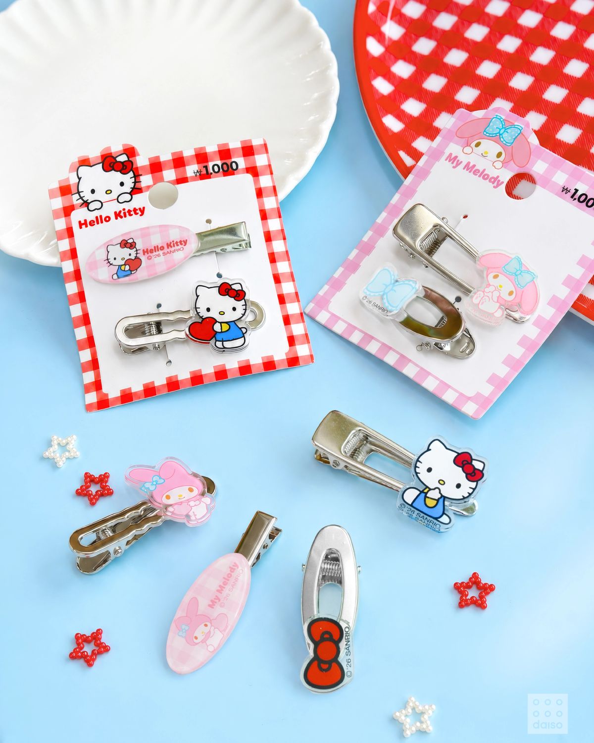 韓国ダイソーにサンリオの新作ヘアクリップ&前髪ピンが登場!Y2Kテイストの可愛い8種まとめ