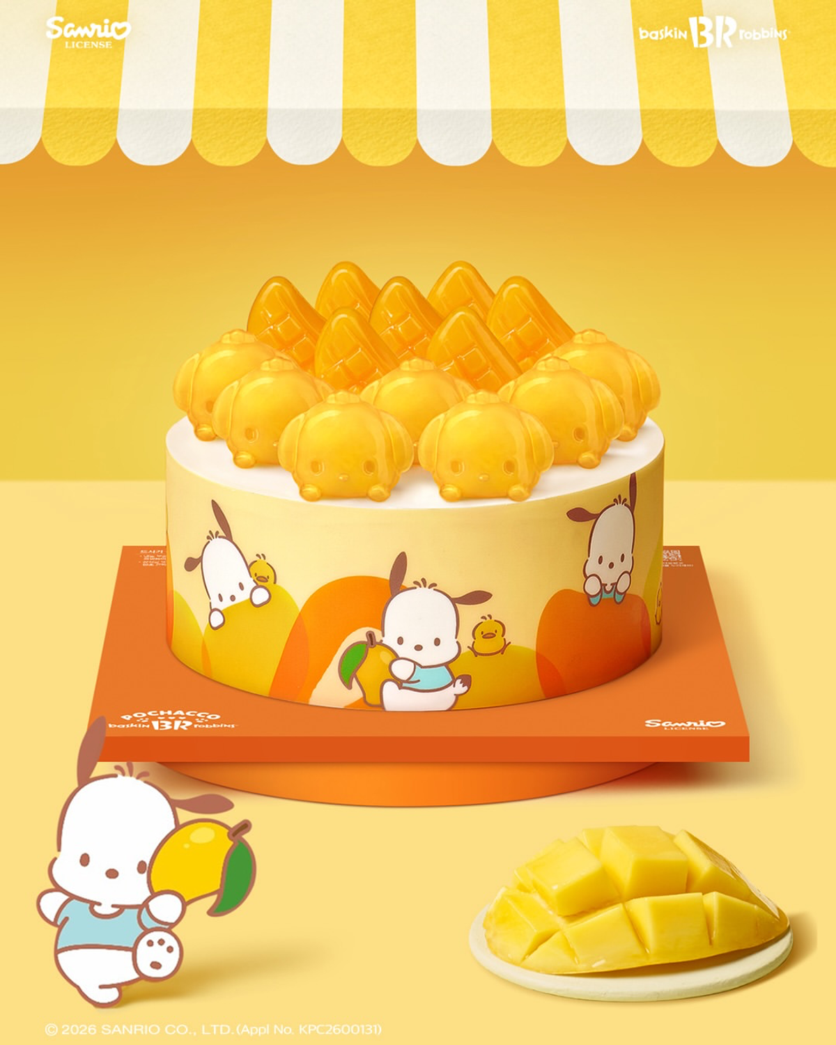 【韓国サーティワン】サンリオのポチャッコが主役!マンゴー尽くしの新作アイスケーキ「ポチャッコとたっぷりマンゴー」が可愛すぎる
