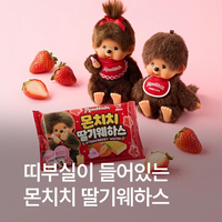 レトロ可愛い!韓国GS25に全30種類の限定シール付き「モンチッチ イチゴウエハース」が新登場🍓