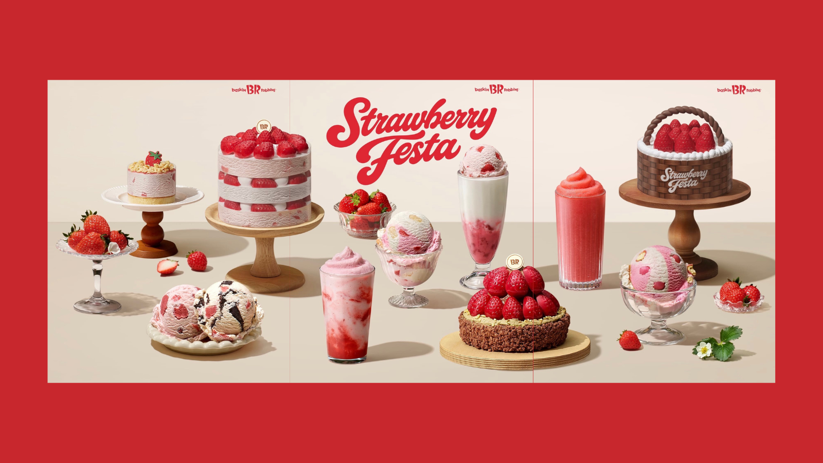 【韓国バスキンラビンス（サーティワン）】いちご尽くし！Strawberry Festaのアイス・ドリンク・ケーキを総まとめ