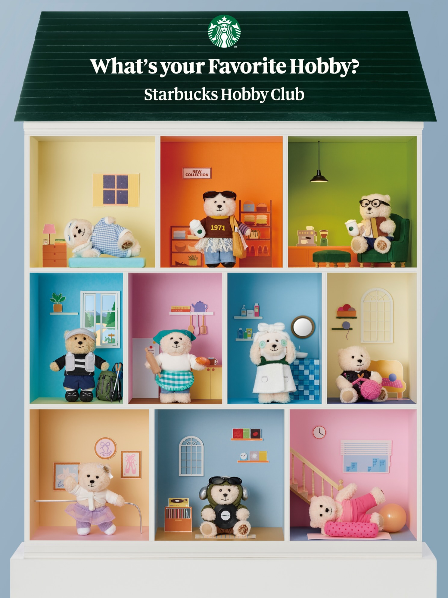 韓国スタバに「ホビークラブ」登場！趣味を楽しむベアリスタがかわいすぎる♡10月30日発売の限定グッズを紹介