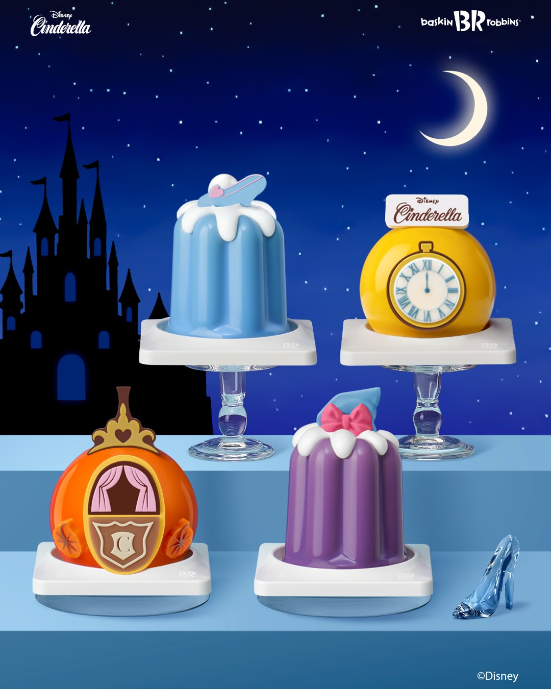 【韓国サーティワン】魔法にかかる可愛さ♡ディズニー『シンデレラ』モチーフの新作プチケーキ4種が登場！