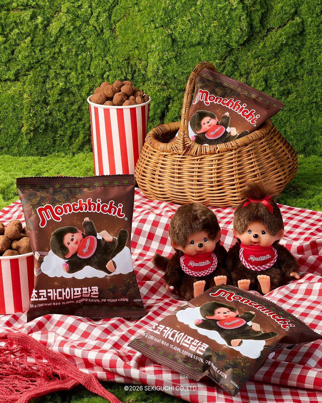 【韓国GS25】レトロ可愛いモンチッチが降臨！新作「チョコカダイフポップコーン」のサクサク食感がクセになる
