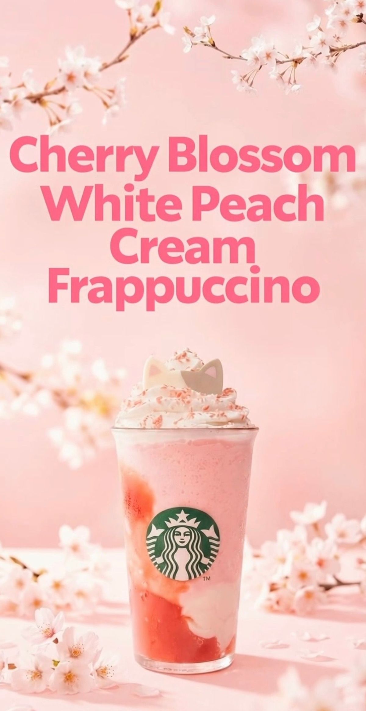 【韓国スタバ】本日発売!日本の人気メニューを再解釈?新作「チェリーブロッサム白桃クリームフラペチーノ」が春全開で可愛すぎる
