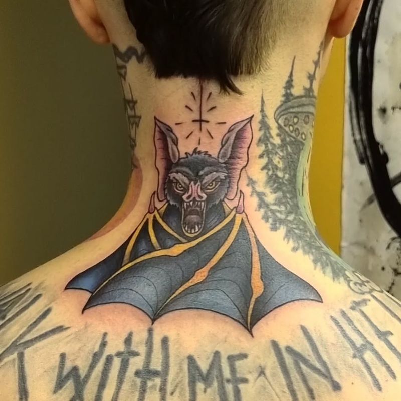 Bat on neck