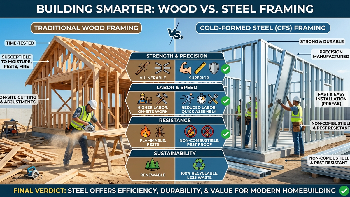 Building the Future: Cold-Formed Steel vs. Wood Framing in Single-Family Homes