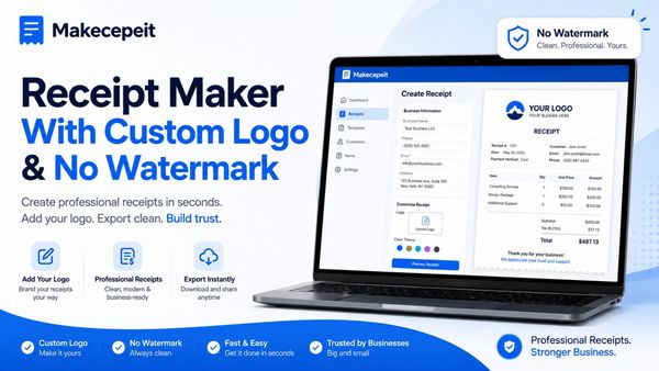 Receipt Maker With Custom Logo and No Watermark