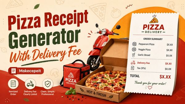 Pizza Receipt Generator With Delivery Fee