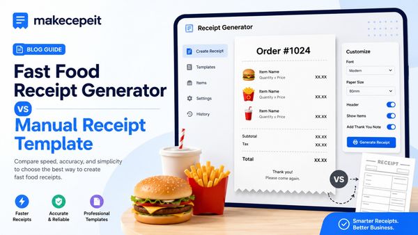 Fast Food Receipt Generator With Order Number
