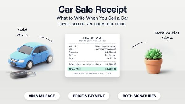 Car Sale Receipt: What to Write When You Sell a Car