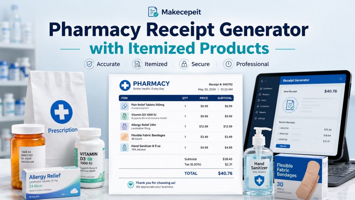 Pharmacy Receipt Generator with Itemized Products
