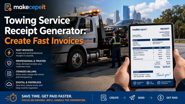 Towing Service Receipt Generator: Create Fast Invoices