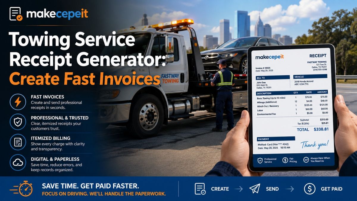Towing Service Receipt Generator: Create Fast Invoices
