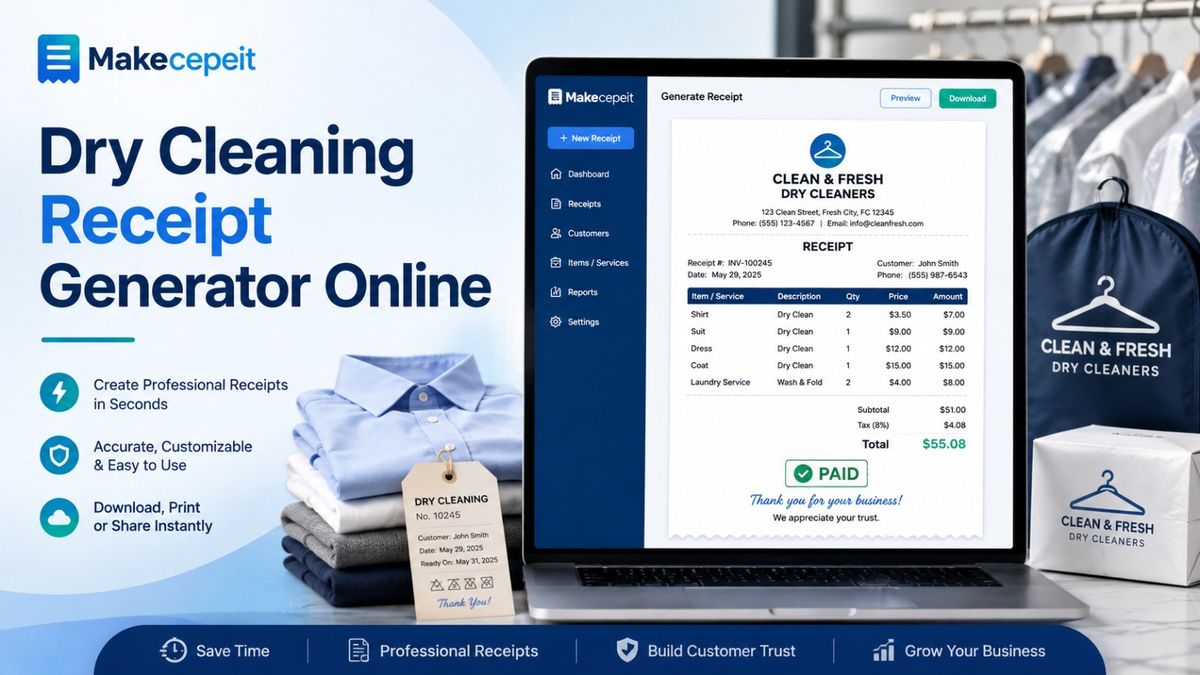 Dry Cleaning Receipt Generator Online