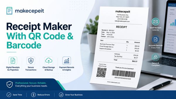 Receipt Maker With QR Code and Barcode