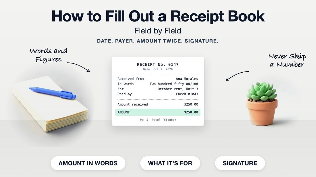 How to Fill Out a Receipt Book, Field by Field