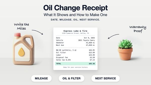 Oil Change Receipt: What It Shows and How to Make One