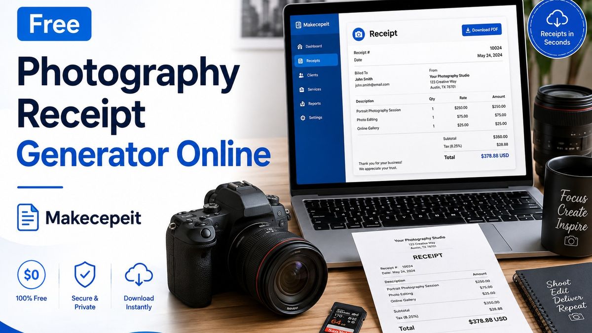 Free Photography Receipt Generator Online