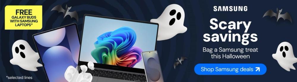 Halloween themed Laptops Direct top deals banner featuring laptops and accessories Halloween themed Laptops Direct top deals banner featuring laptops and accessories