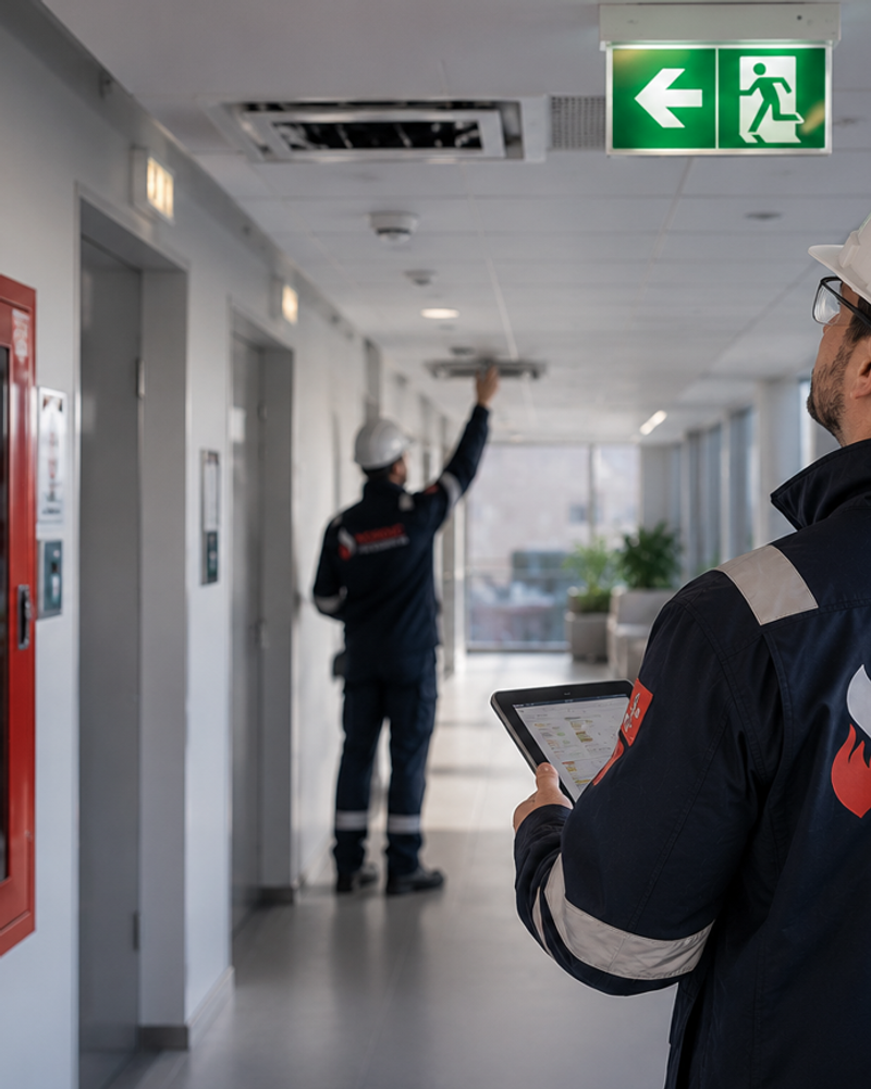 brannservice nødlys brannslukker brannpost