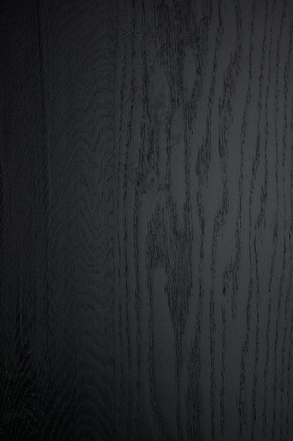 Close-up of teak, matte black finish