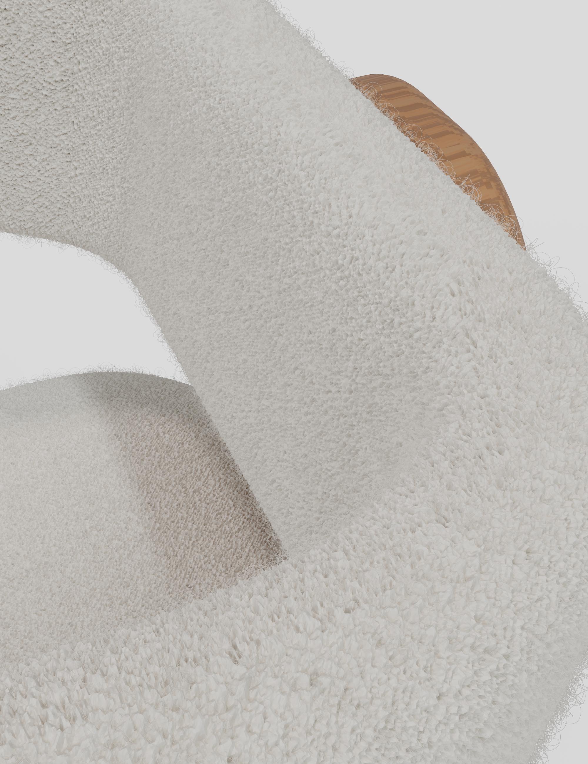 Nuvé Bar Stool — Ivory bouclé · Hammered Brass · Teak, reddish walnut finish, photo 6