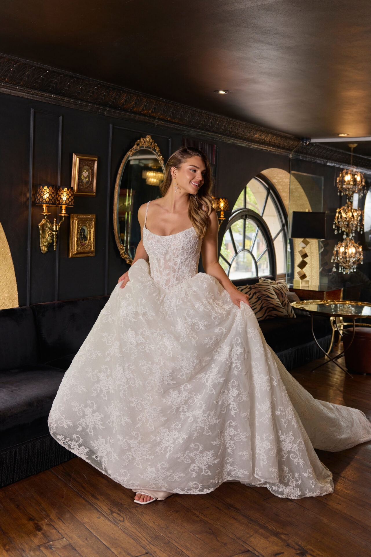 Bold Lace Ballgown with Sweetheart Neckline
