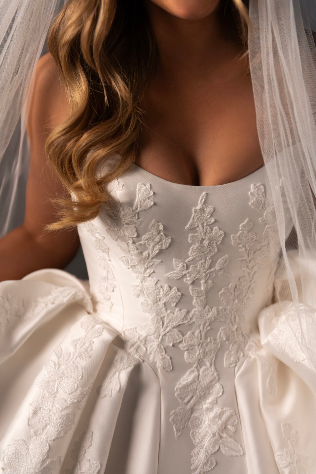Modern Mikado Ballgown Wedding Dress with Cat-Eye Neckline