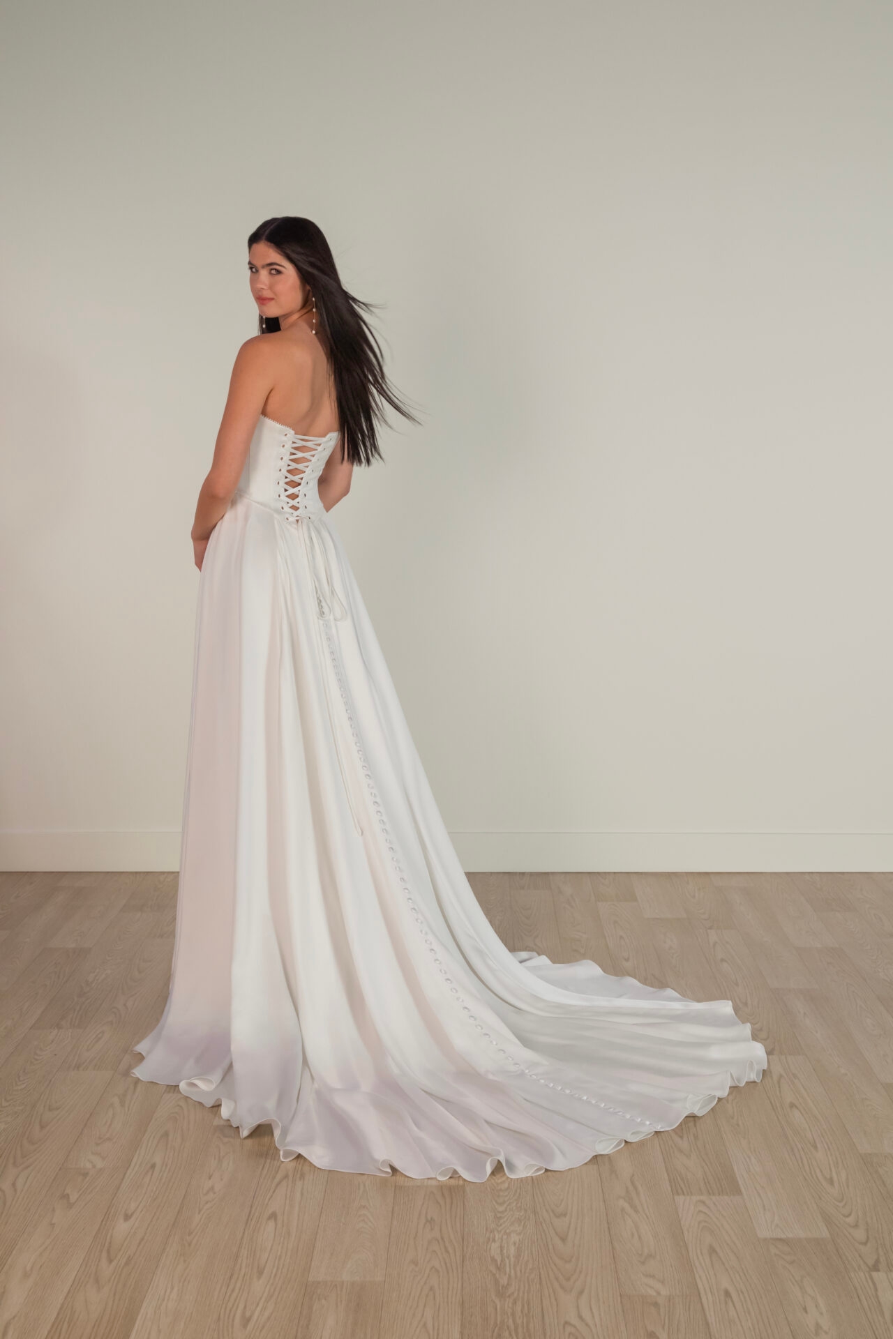 Elegant Satin Ballgown Wedding Dress with Pearl Beading
