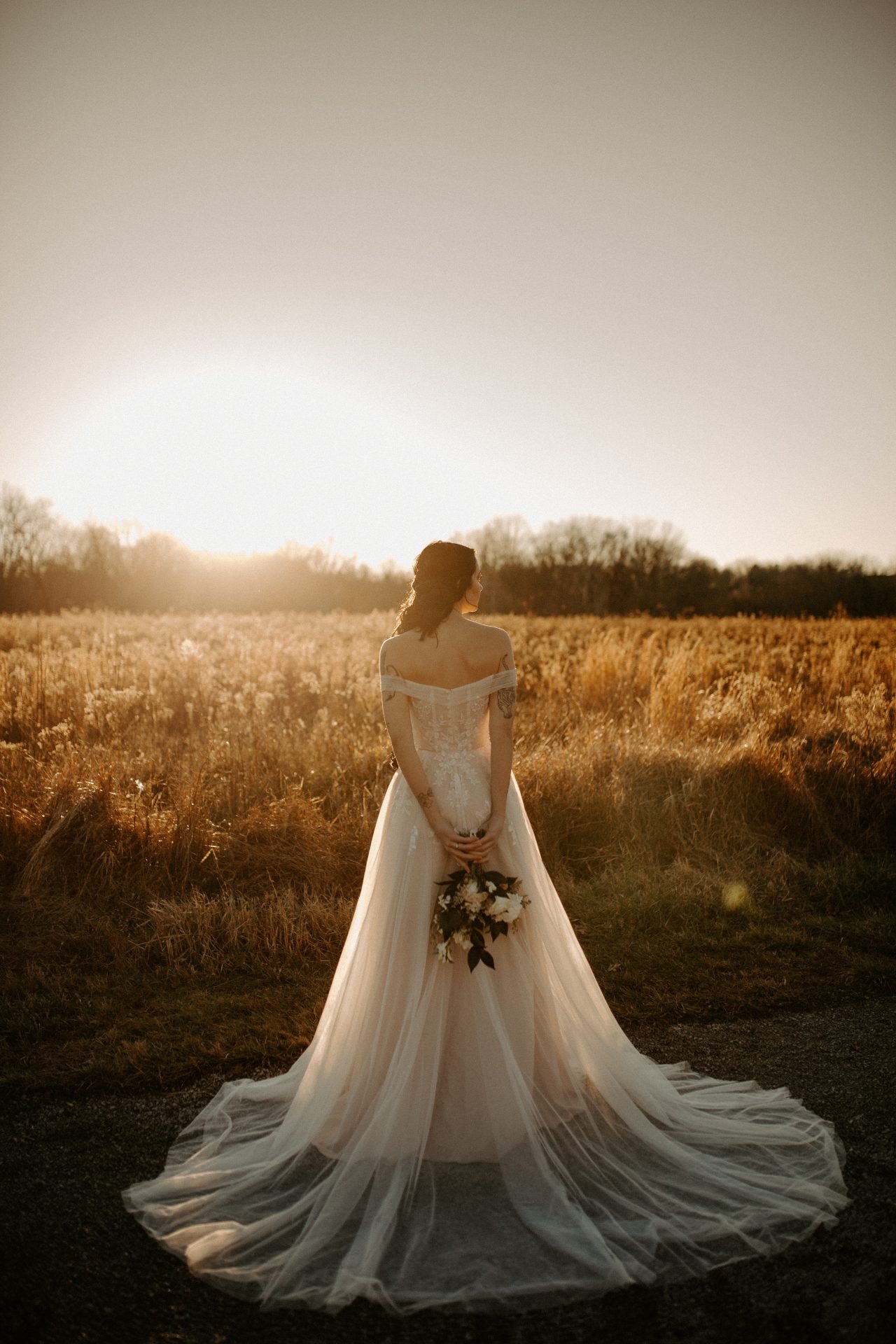 Ethereal A-Line Wedding Dress with Off-the-Shoulder Sleeves