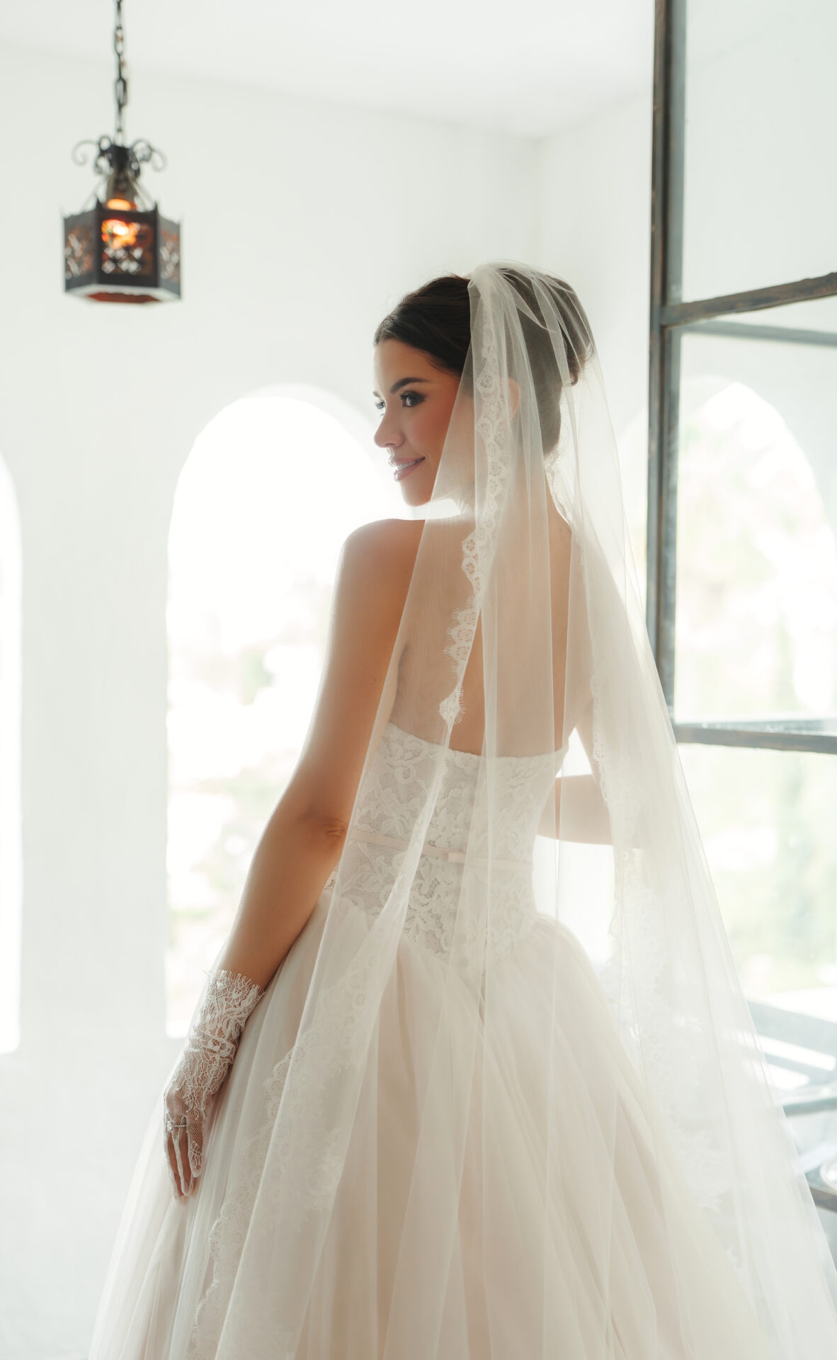 Lace Strapless Ballgown Wedding Dress with Tulle Skirt