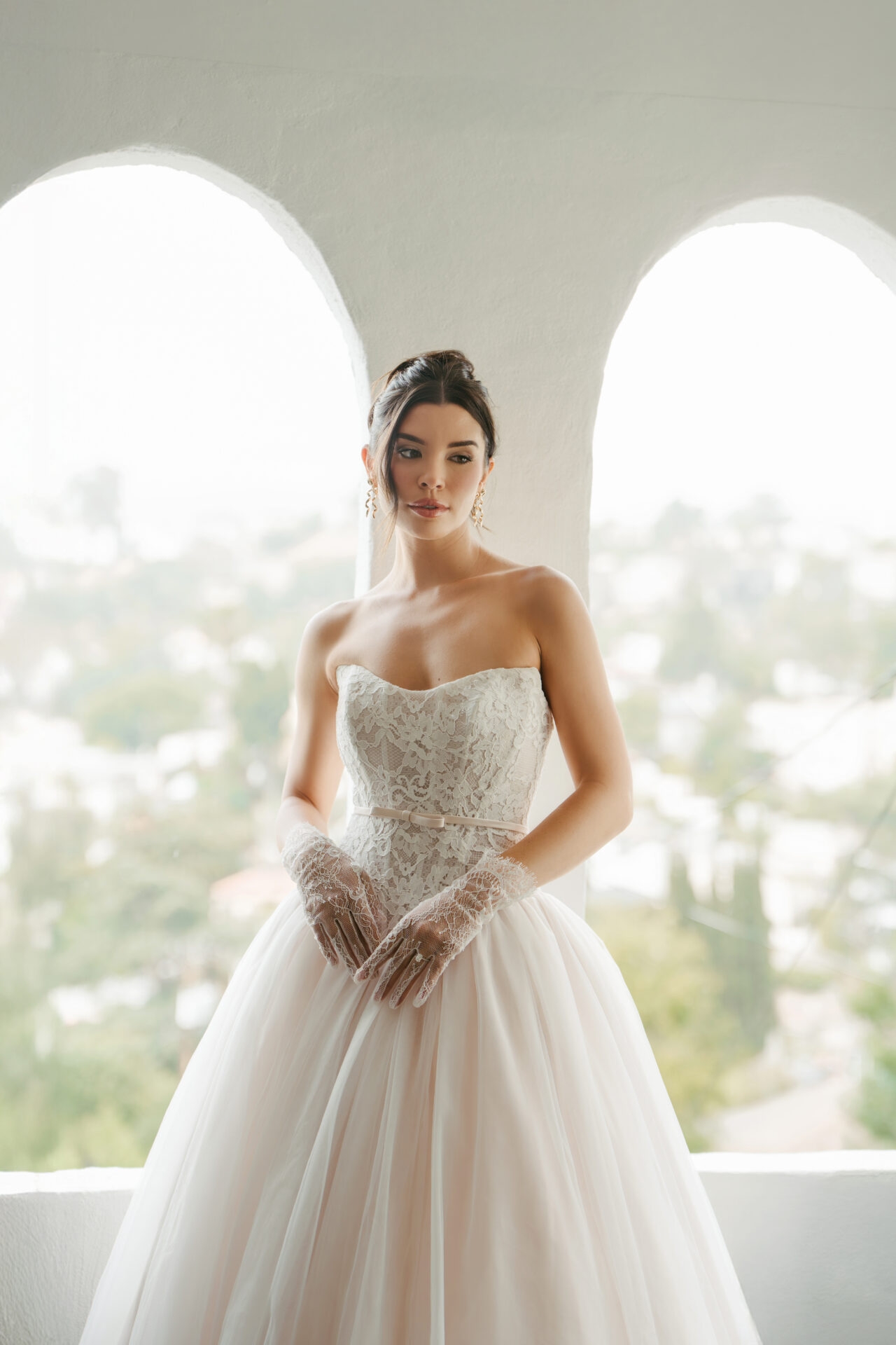 Lace Strapless Ballgown Wedding Dress with Tulle Skirt