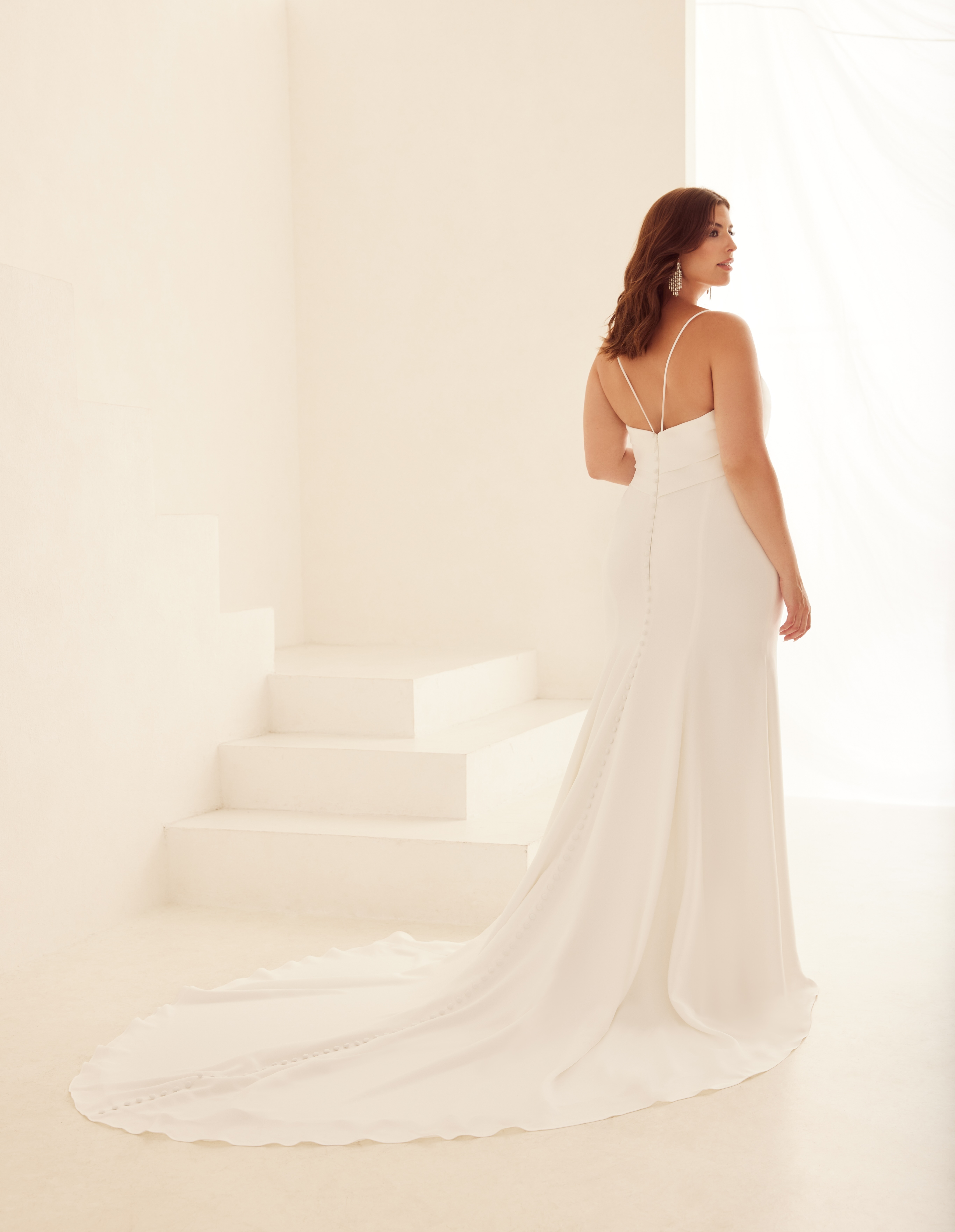 Crêpe Spaghetti Strap Fit and Flare Wedding Dress