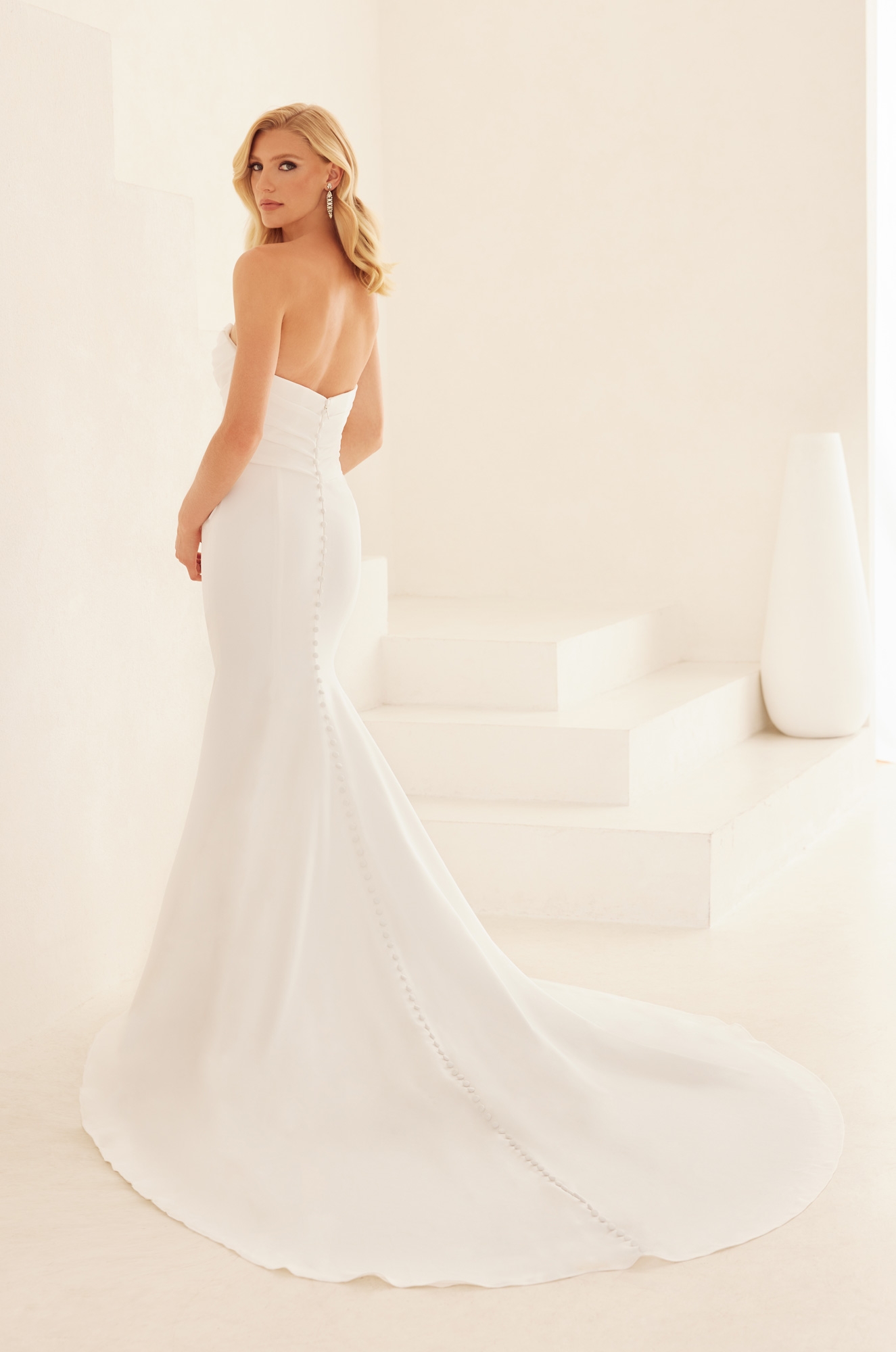 Crêpe Off-the-Shoulder Fit and Flare with Removable Sleeves