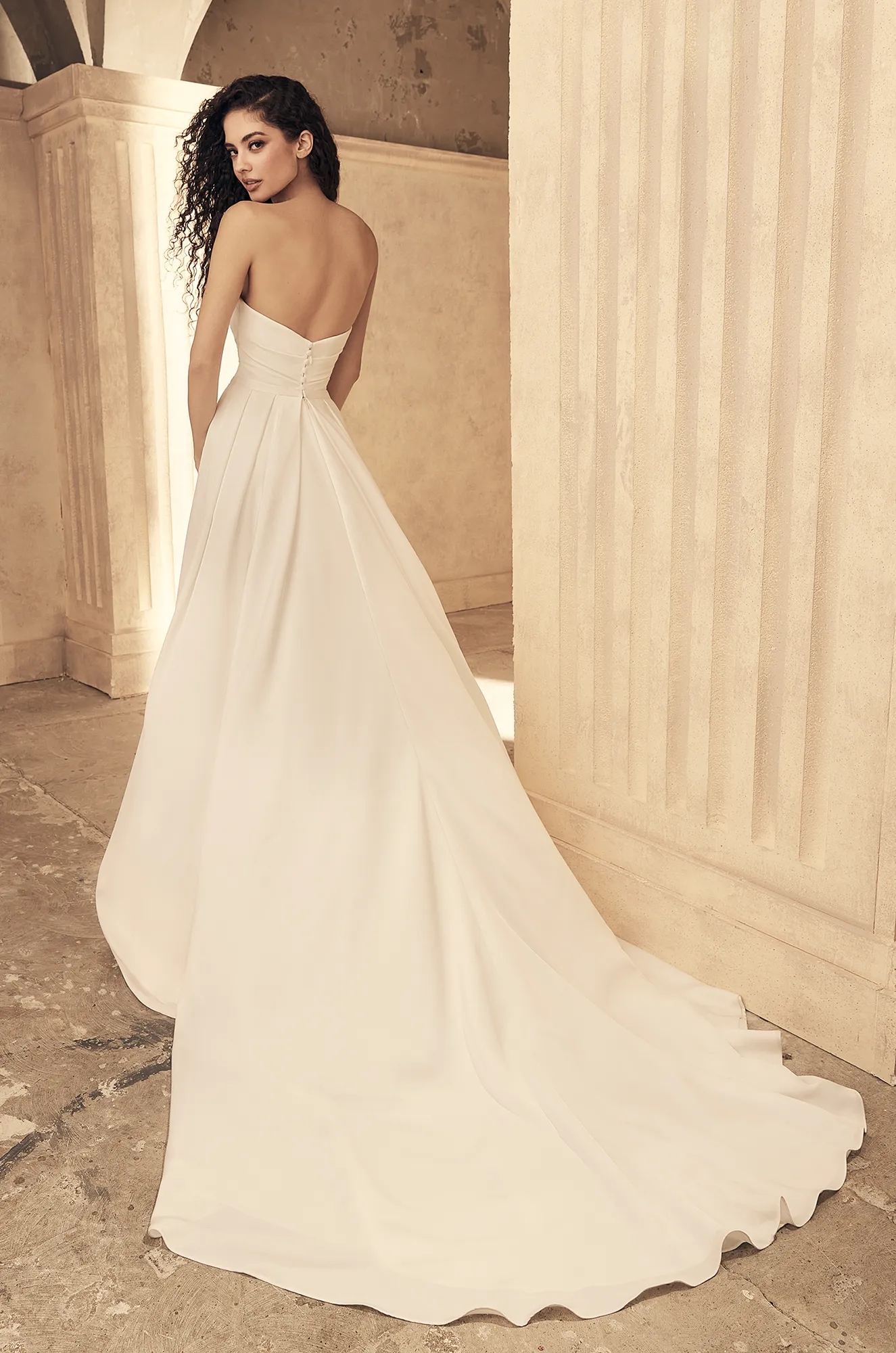 Charmeuse Wedding Dress with Removable Overskirt