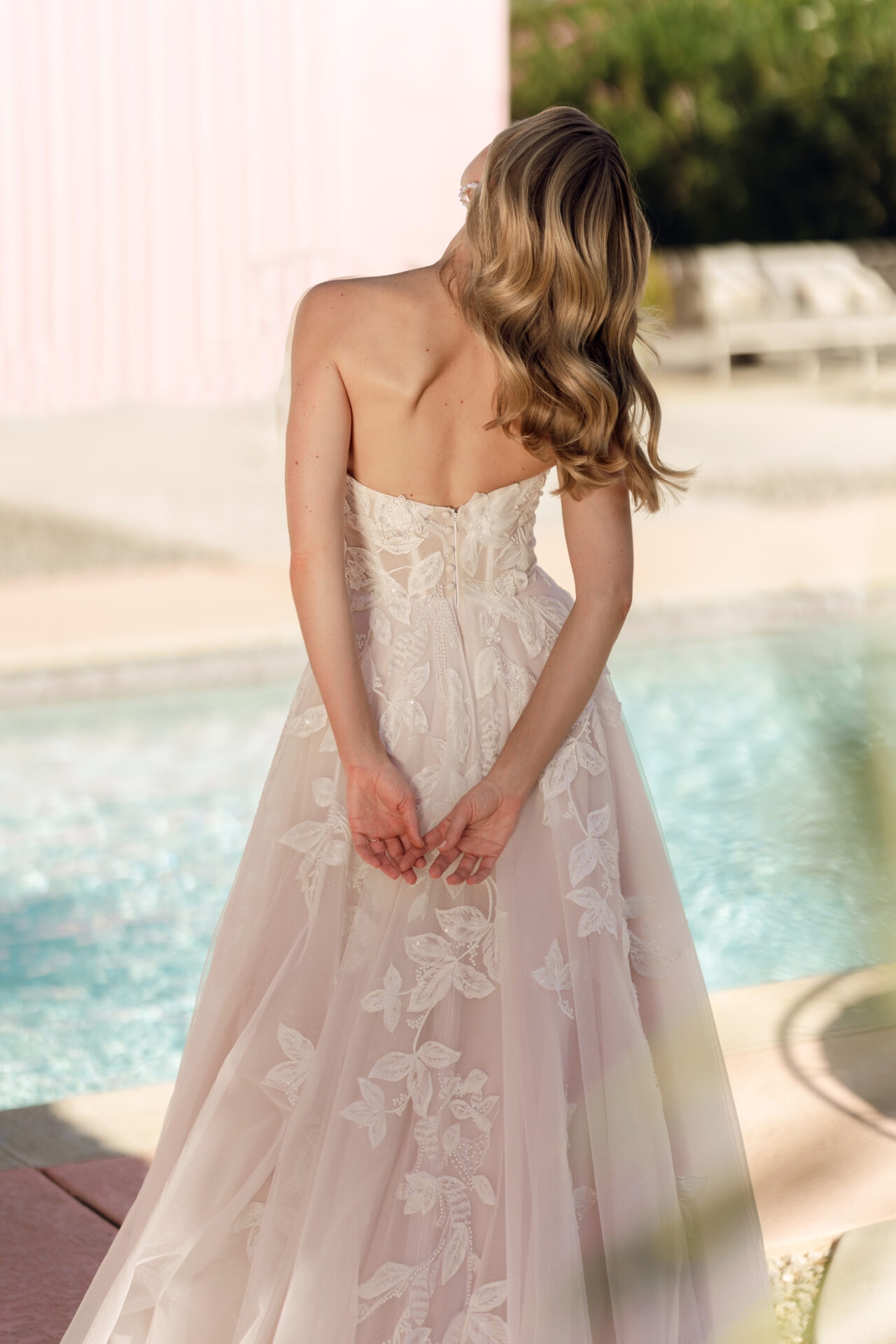 Romantic Floral A-Line Wedding Dress with 3D Lace