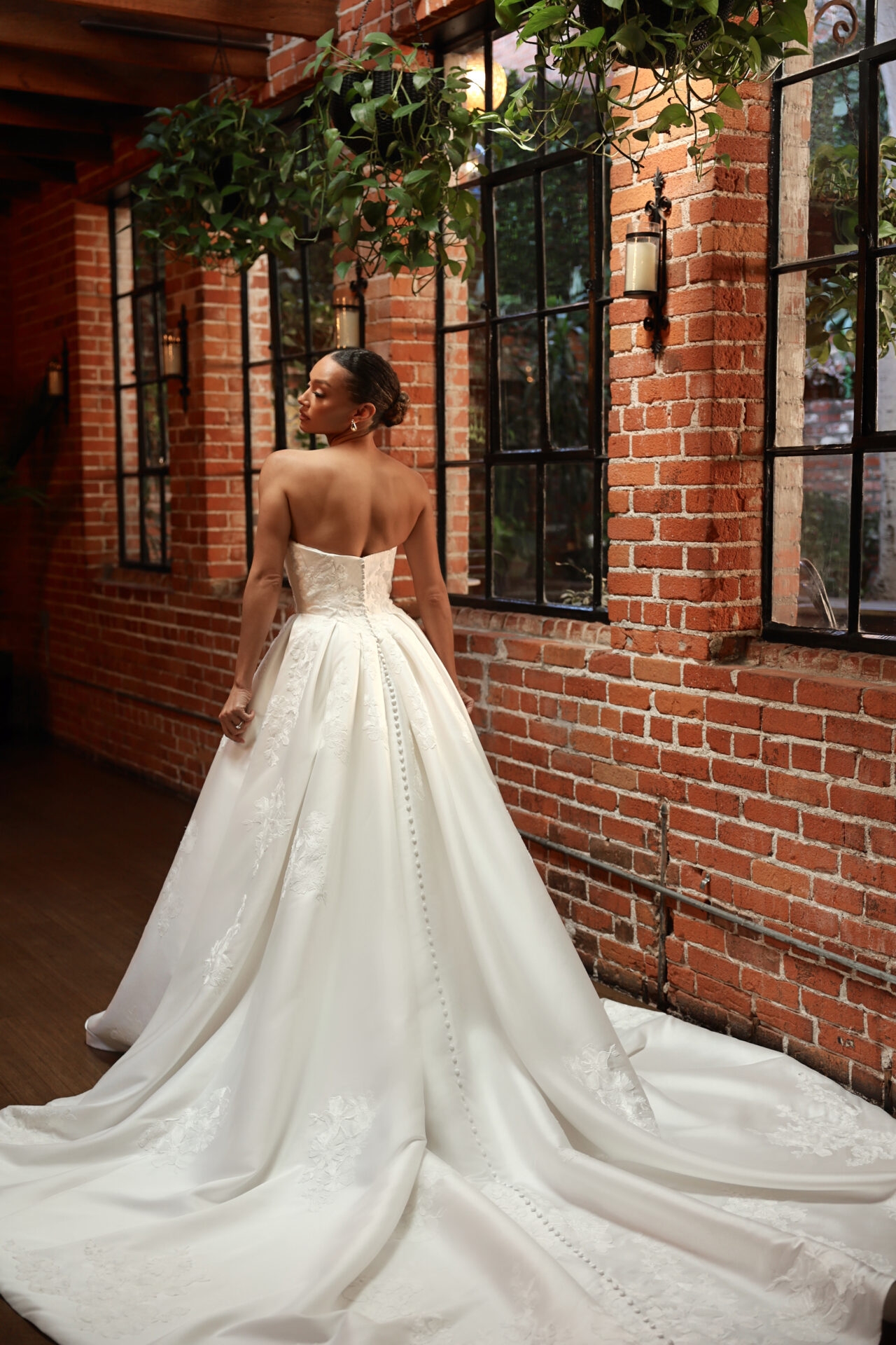 Modern Mikado Ballgown Wedding Dress with Cat-Eye Neckline
