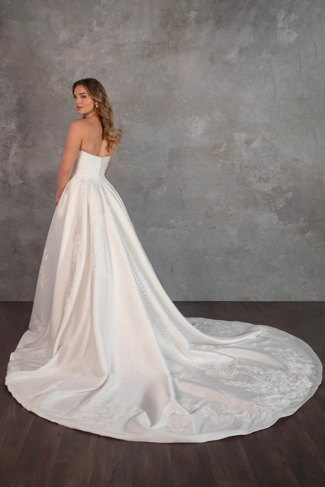 Modern Mikado Ballgown Wedding Dress with Cat-Eye Neckline